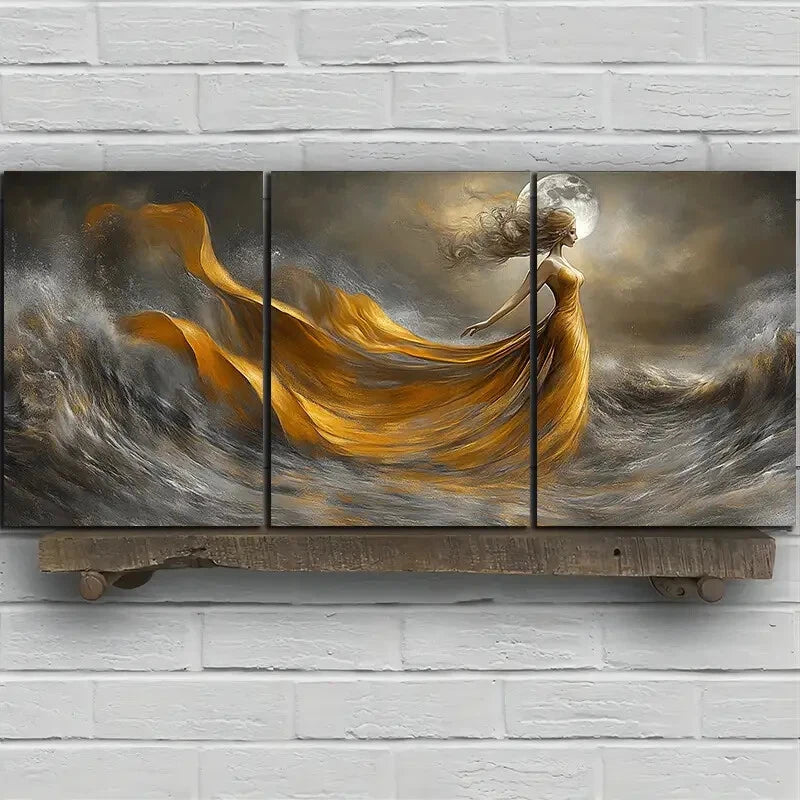 3pcs The Dancing Under The Moon Metal Print Ready to Hang Art