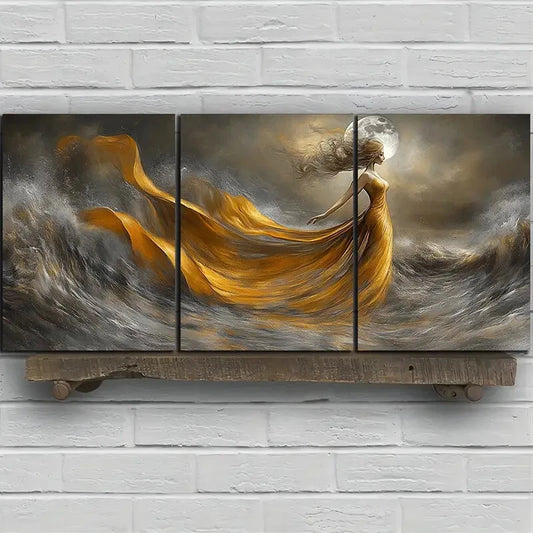 3pcs The Dancing Under The Moon Metal Print Ready to Hang Art