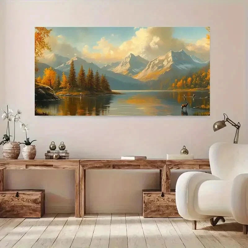 Sunlit Alpine Foliage wall canvas office home room framed 120x60cm - Bella Home Decor