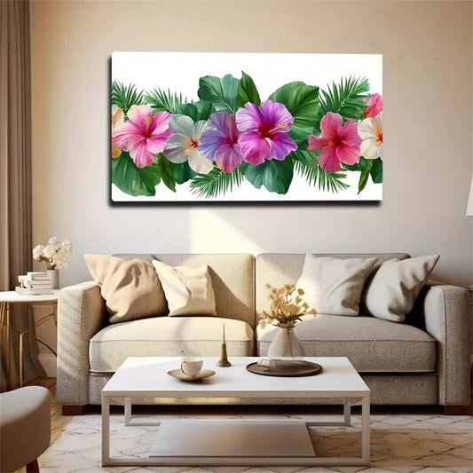 Modern Minimalist Hibiscus Flo Wall Art Canvas Office Home Room Framed 120x60cm