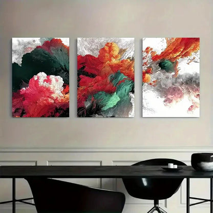3pcs Vibrant Abstract Floating Islands Metal Print Ready to Hang Art