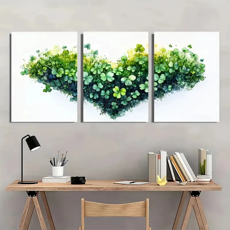 3pcs St. Patrick'S Day Clover Art Print Metal Print Ready to Hang Art