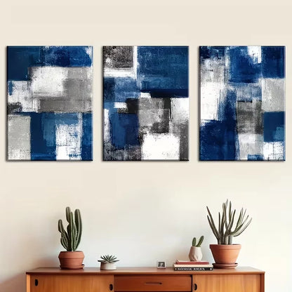 Creative Blue Color Block Art Metal Print Ready to Hang Art