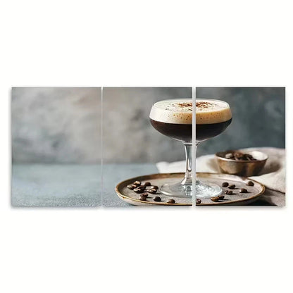 3pcs Espresso Martini Print Wall Art Set Canvas Framed 50x70cm - High Quality Print 100% Australian Made Wall Canvas Ready to Hang