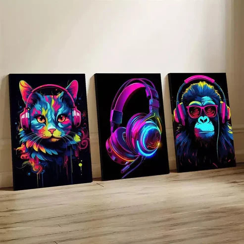 3pcs Elegant Decorative Graffiti Gaming Canvas Unframed - High Quality Print 100% Australian Made Wall Canvas