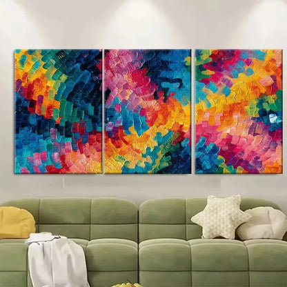 3pcs Bright Wall Art Colorful Abstract Painting Wall Art Set Canvas Framed 50x70cm - High Quality Print 100% Australian Made Wall Canvas Ready to Hang