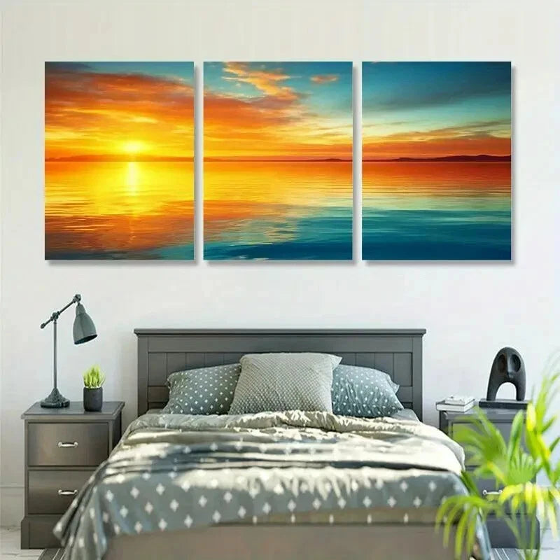 3pcs Sunset View Over The Sea In Hawaii Metal Print Ready to Hang Art