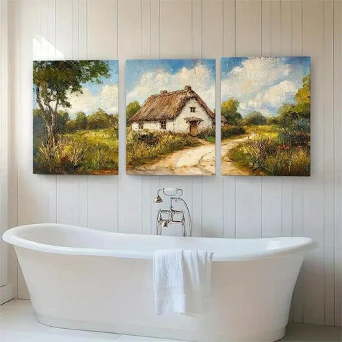 3pcs Rustic Countryside Charming Cottage Wall Art Canvas Unframed - High Quality Print 100% Australian Made Wall Canvas