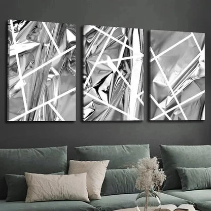 3pcs Abstract Black Designs And White Lines Art Set Canvas Unframed - High Quality Print 100% Australian Made Wall Canvas