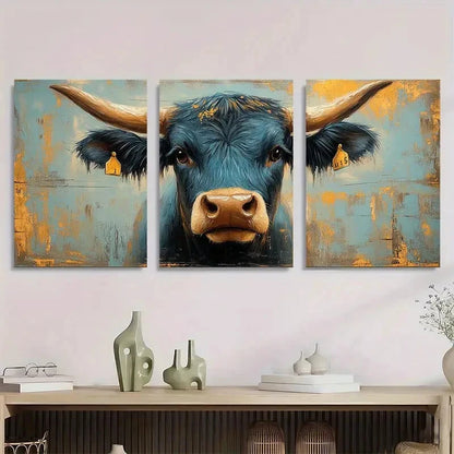 3pcs Rustic Farmhouse Cow Modern Country Metal Print Ready to Hang Art