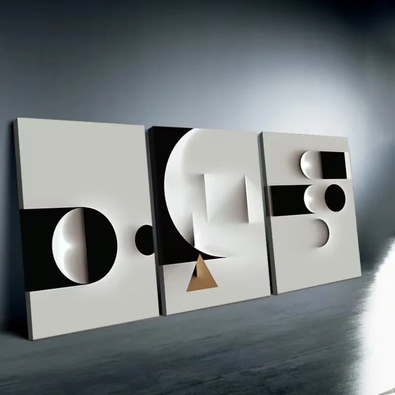 3pcs Black White Modern Nordic Wall Art Set Canvas Framed 50x70cm - High Quality Print 100% Australian Made Wall Canvas Ready to Hang
