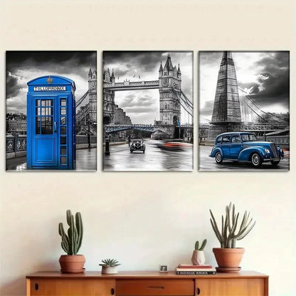 3pcs London Landmark Contemporary Art Metal Print Ready to Hang Art