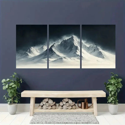 3pcs Alpine Echoes Minimalist Mountain Landscape Metal Print Ready to Hang Art