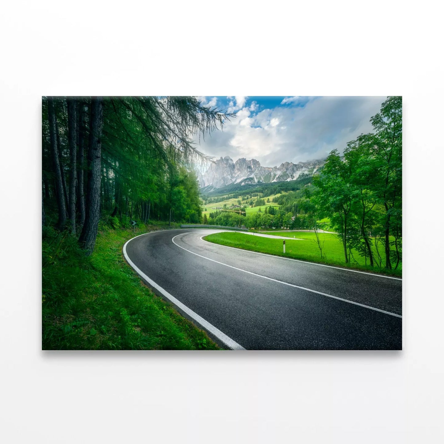 Road In Green Forest On Rainy  Wall Art Decor 100% Australian Made