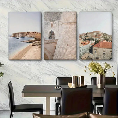 3pcs Dubrovnik Beach Croatia Wall Art, Dubrovnik Metal Print Ready to Hang Art