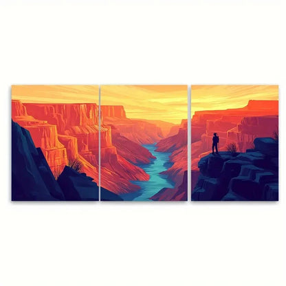 3pcs Vibrant Grand Canyon National Park Landscape Metal Print Ready to Hang Art