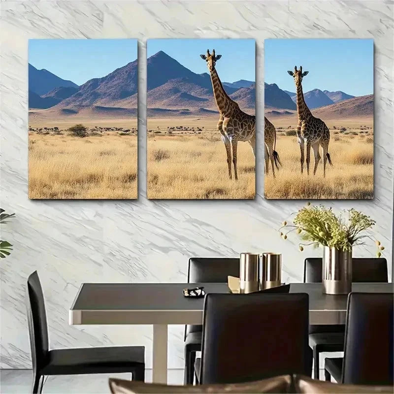 3pcs Namibia Safari Wildlife Nature Perfect Metal Print Ready to Hang Art