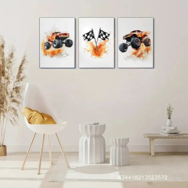 3pcs Off-Road Vehicle Art Poster Metal Print Ready to Hang Art