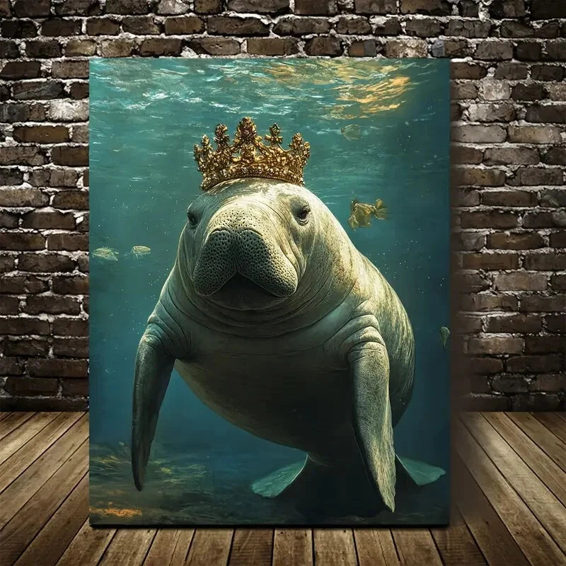 Underwater Scene with Coral Reefs & Fish Painting 40x60cm Metal Print Ready to Hang
