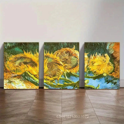 3pcs Colorful Sunflower Wall Decoration Metal Print Ready to Hang Art