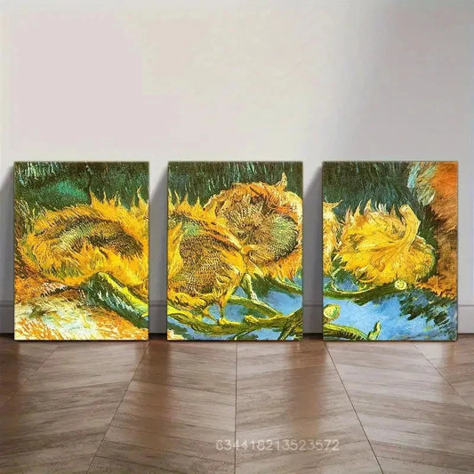 3pcs Colorful Sunflower Wall Decoration Metal Print Ready to Hang Art