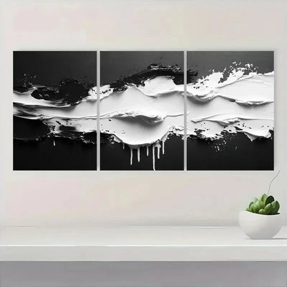 3pcs Minimalist Black and White Abstract Art Metal Print Ready to Hang Art