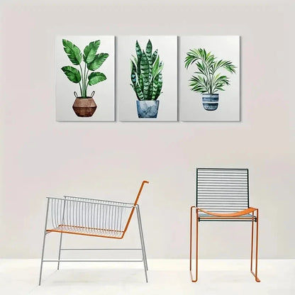 3pcs Watercolor Greenery Botanical Painting Metal Print Ready to Hang Art