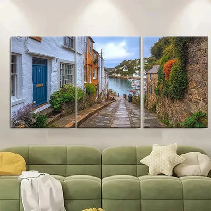 3pcs Polperro Harbour Wall Art Set Canvas Unframed - High Quality Print 100% Australian Made Wall Canvas