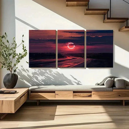 3pcs Road Art Painting At Dusk And Sunset Wall Art Set Canvas Framed 40x60cm - High Quality Print 100% Australian Made Wall Canvas Ready to Hang