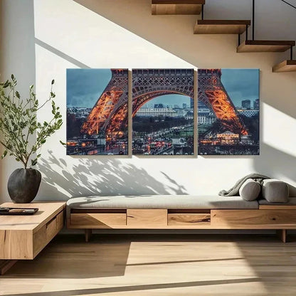 3pcs French Landmark Building Eiffel Tower Wall Art Set Canvas Framed 40x60cm - High Quality Print 100% Australian Made Wall Canvas Ready to Hang