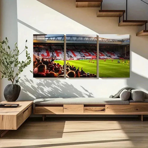 3pcs Football Stadium with Match Scene Wall Art Canvas Unframed - High Quality Print 100% Australian Made Wall Canvas