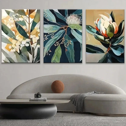 3pcs Abstract Botanical Australian Native Flowers Metal Print Ready to Hang Art