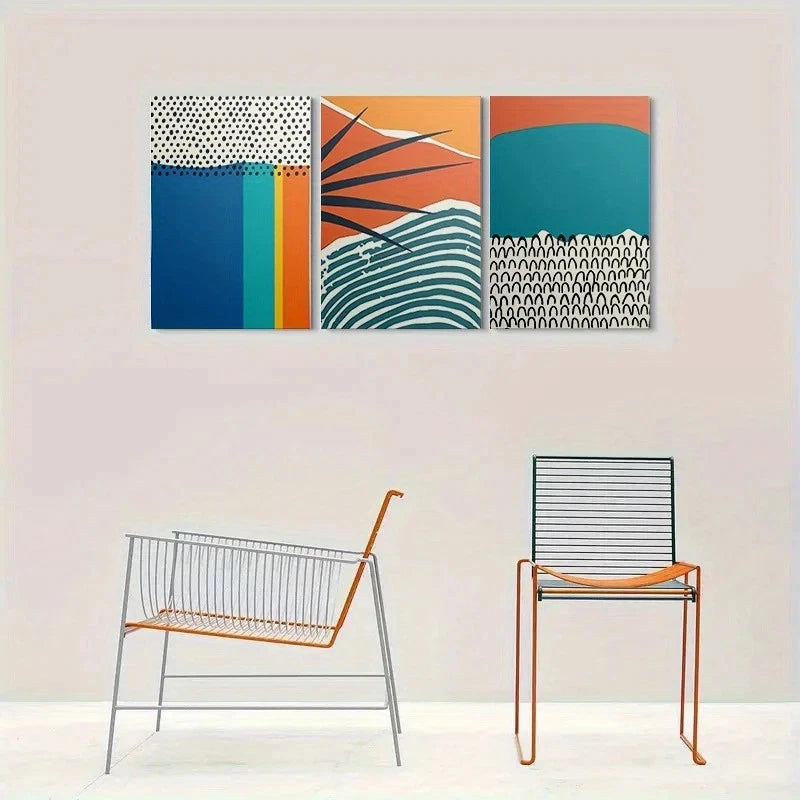 3pcs Modern Abstract Ocean Waves Metal Print Ready to Hang Art