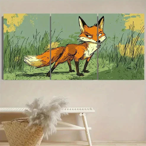 3pcs Vibrant Fox Wall Art Set Canvas Unframed - High Quality Print 100% Australian Made Wall Canvas