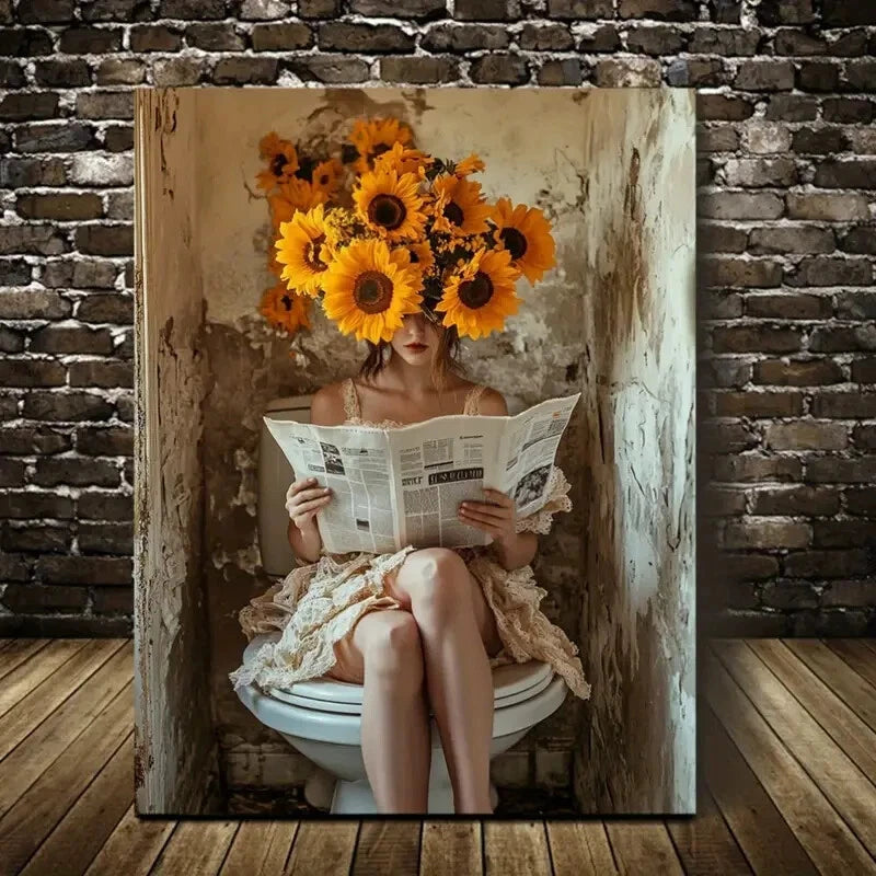 Beautiful Sunflower Theme Contemporary Painting  40x60cm Metal Print Ready to Hang