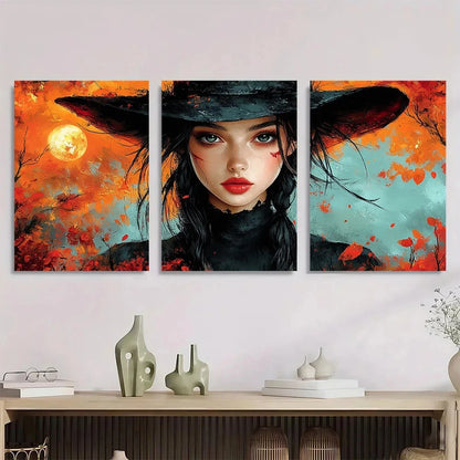 3pcs Halloween Dark Romantic Fiery Metal Print Ready to Hang Art