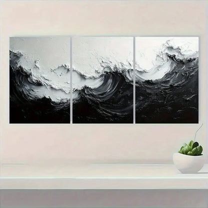3pcs Black and White Gray Minimalist Paintings Metal Print Ready to Hang Art