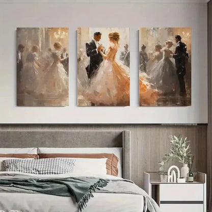 3pcs Romantic Ballroom Couple Wedding Perfect Wall Art Canvas Unframed - High Quality Print 100% Australian Made Wall Canvas