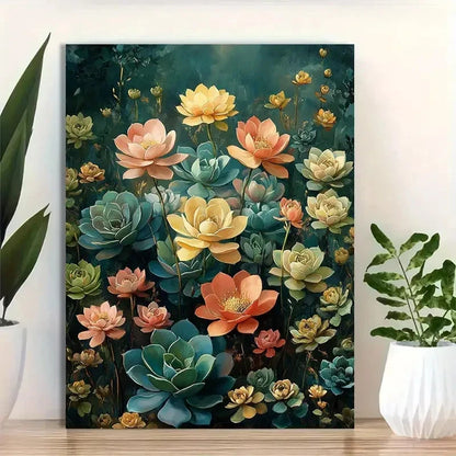 Beautiful Modern Aesthetic Succulent Painting 40x60cm Metal Print Ready to Hang