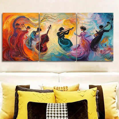 3pcs Colorful Abstract Musicians Painting Metal Print Ready to Hang Art