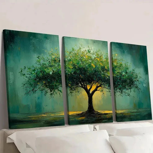 3pcs Emerald Green Tree ArtworK TU Wall Art Set Canvas Unframed - High Quality Print 100% Australian Made Wall Canvas