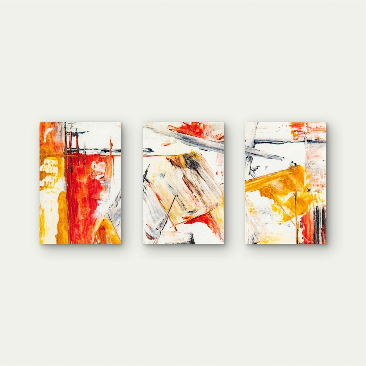 3pcs Warm Abstract Expressionism Paint Pattern Wall Art Set Canvas Framed 50x70cm - High Quality Print 100% Australian Made Wall Canvas Ready to Hang