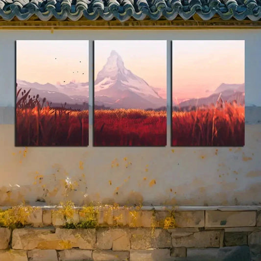 3pcs Snowy Mountain Peak Design Metal Print Ready to Hang Art