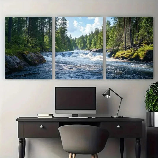 3pcs Oulanka river Kiutakongas Rapid Travel Design Wall Art Set Canvas Framed 40x60cm - High Quality Print 100% Australian Made Wall Canvas Ready to Hang