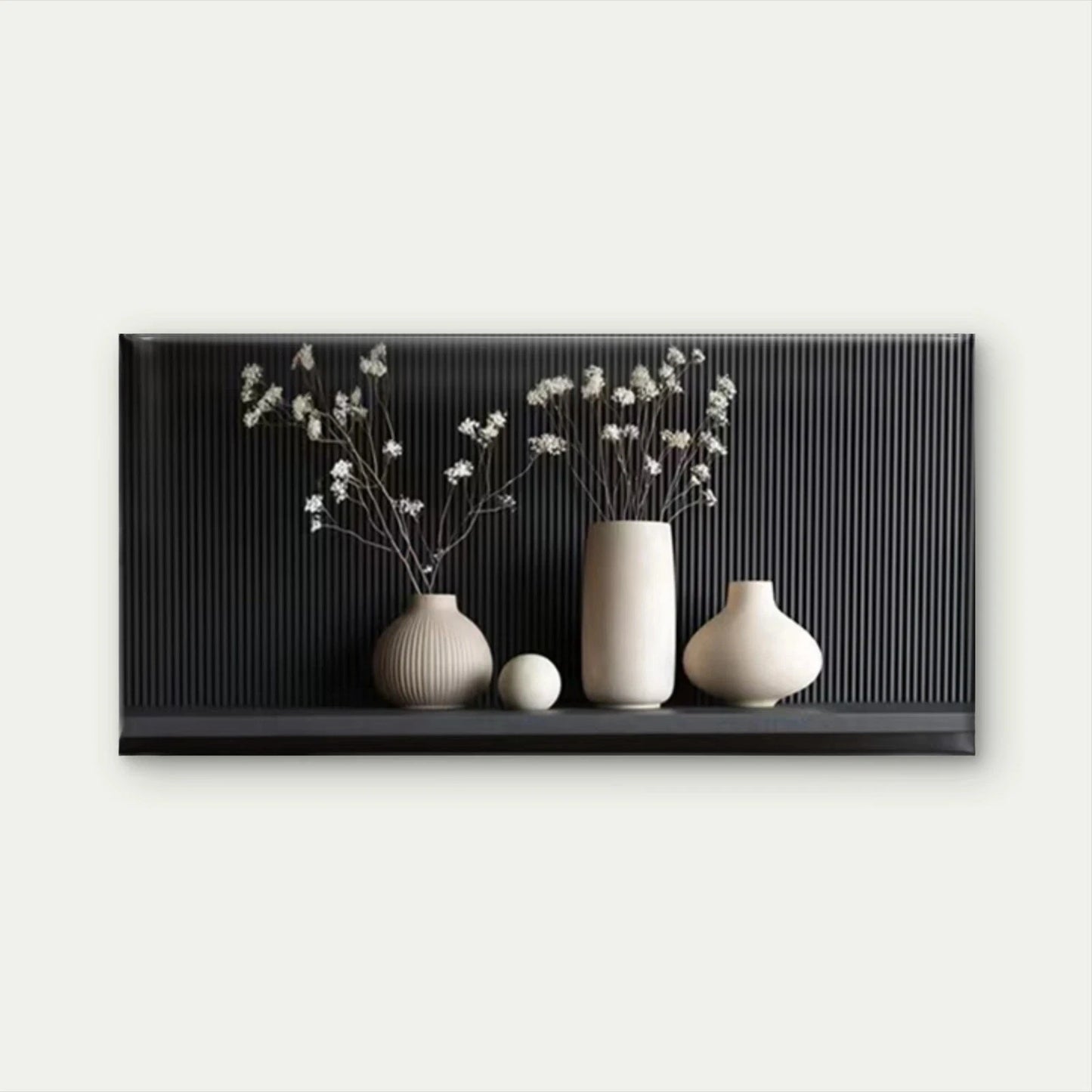 Minimalist Dried Floral Wall Art Canvas Office Home Room Framed 120x60cm