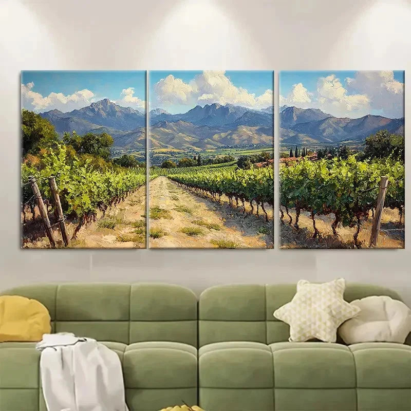 3pcs Napa Valley Painting California TY Wall Art Set Canvas Framed 40x60cm - High Quality Print 100% Australian Made Wall Canvas Ready to Hang