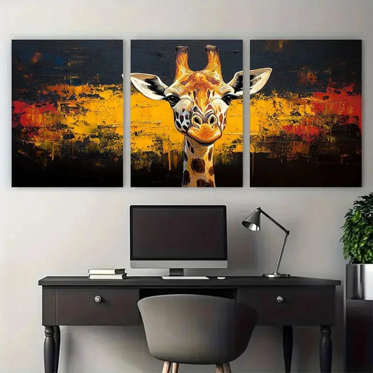 3pcs Giraffe African Animals Metal Print Ready to Hang Art