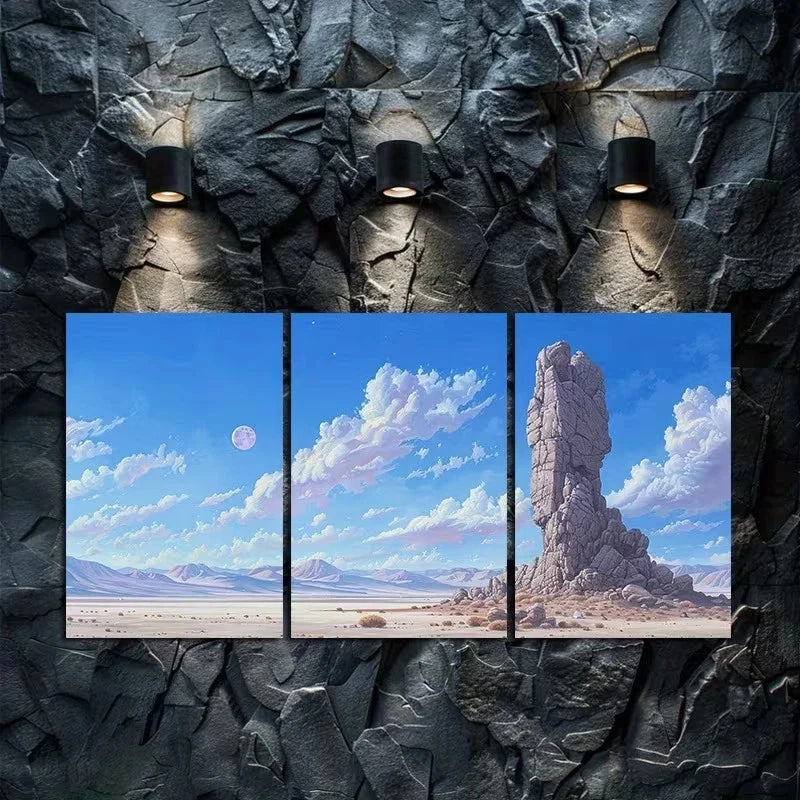 3pcs The Rocks in The Desert and Gobi Metal Print Ready to Hang Art