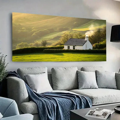 Green Fields Rolling Hills wall canvas office home room framed 120x60cm - Bella Home Decor