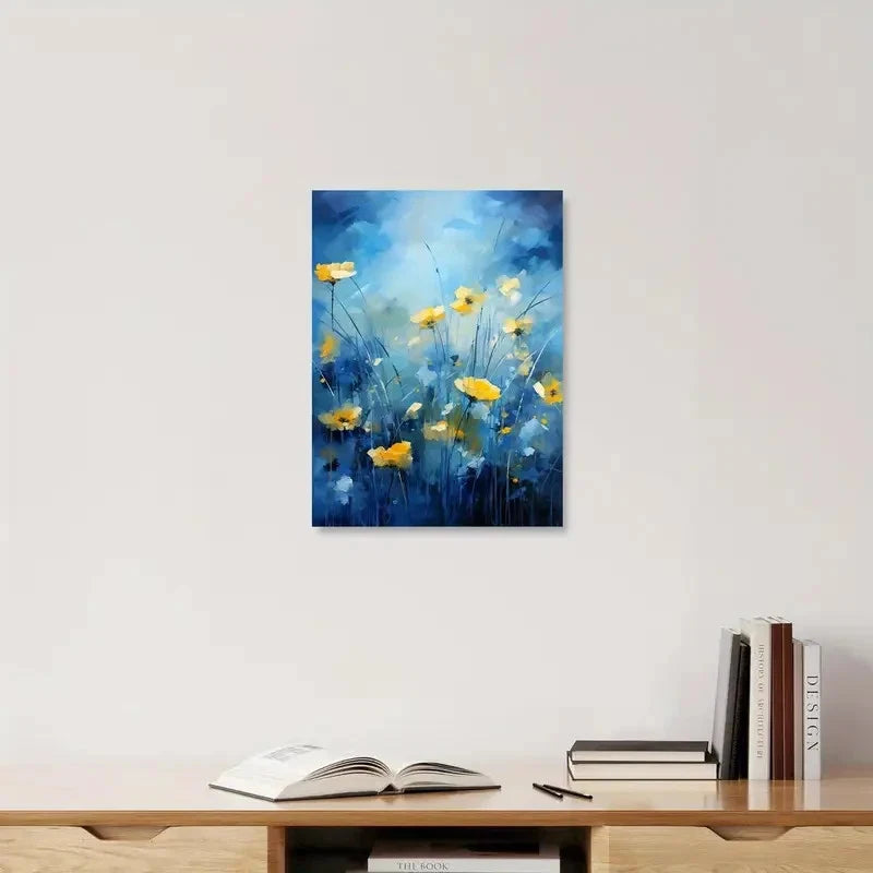 Beautiful Forest Elements Golden Design Painting 40x60cm Metal Print Ready to Hang